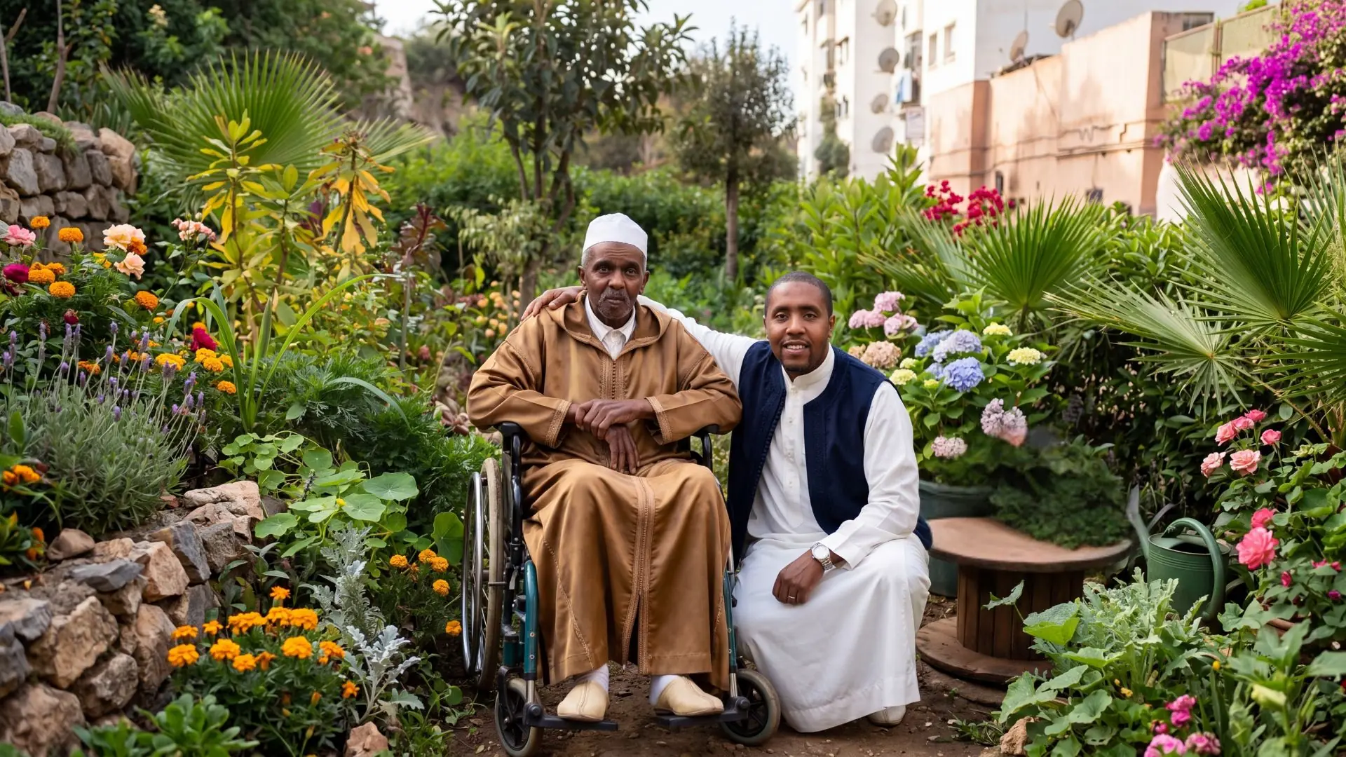 الوالد الحاج أحمد مع عبد الهادي في المشتل