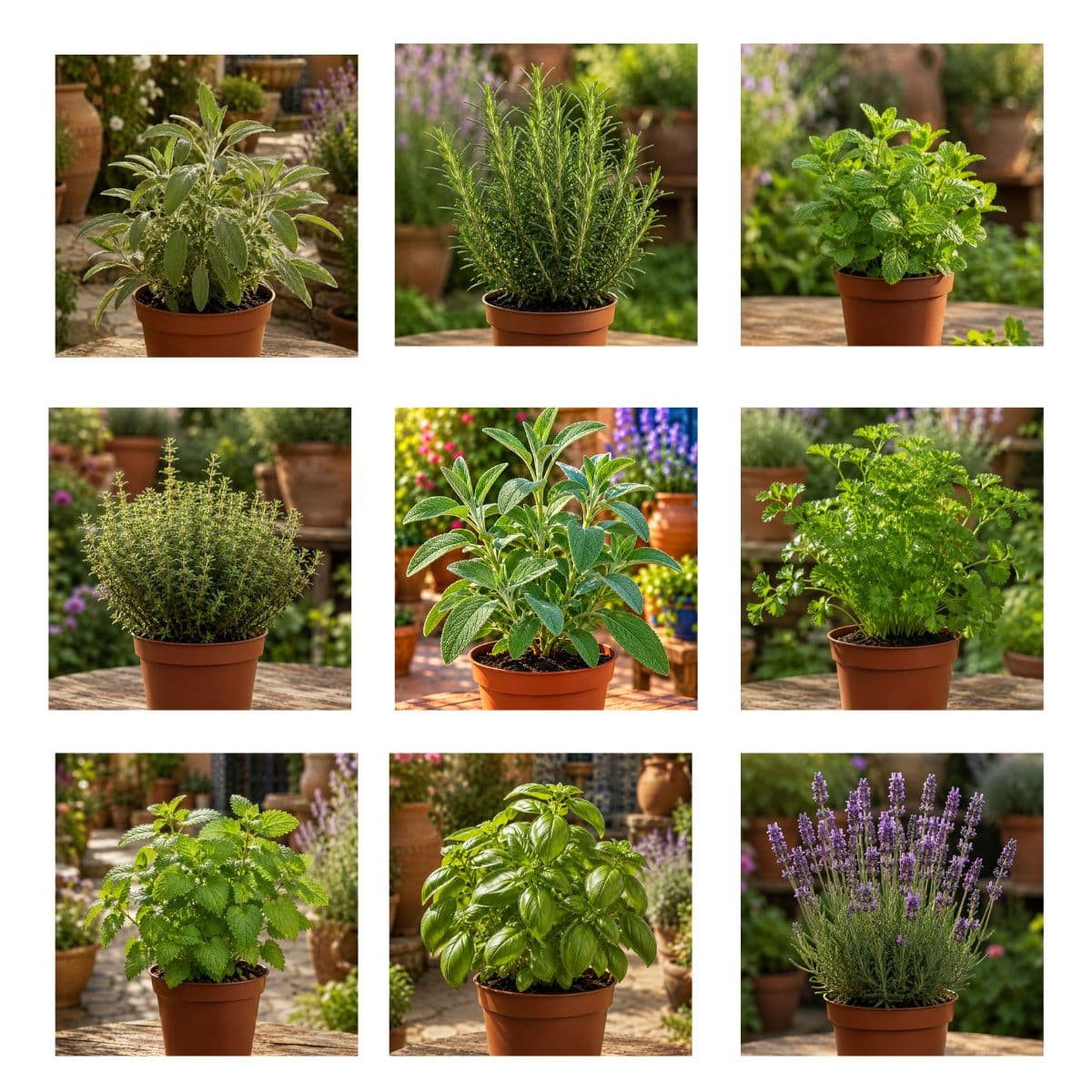 Aromatic herbs grid collection